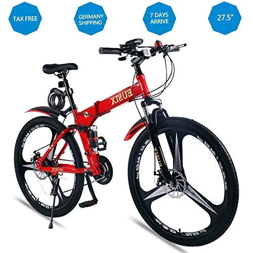 Folding Bike : EUSIX X9 Men Mountain Bike Women Bicycle 24 Speed 27.5 Inches High-carbon Steel Frame MTB 27.5 Inches Wheels with Suspension and Disc Brake Folding Bike