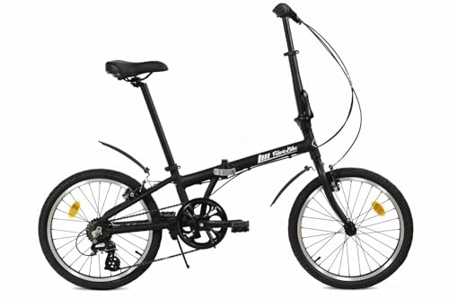 Folding Bike : FabricBike Folding Bicycle Alloy Frame Single Speed 3 Colours (Fully Matte Black 7 Speed W / Mudguard)