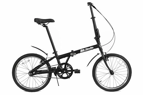 Folding Bike : FabricBike Folding Bicycle Alloy Frame Single Speed 3 Colours (Fully Matte Black W / Mudguard)