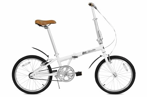 Folding Bike : FabricBike Folding Bicycle Alloy Frame Single Speed 3 Colours (Matte White W / Mudguard)