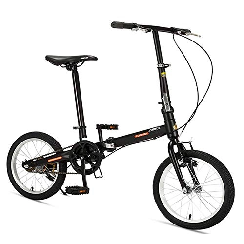 Folding Bike : FANG 16" Folding Bikes, High-carbon Steel Light Weight Folding Bike, Mini Single Speed Reinforced Frame Commuter Bike, Lightweight Portable, Black