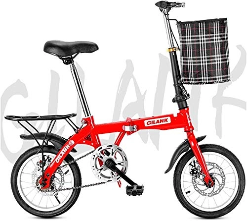 Folding Bike : FanYu 14 Inch 16 Inch 20 Inch Folding Bicycle Student Bicycle Single Speed Disc Brake Adult Compact Foldable Bike Gears Folding System Traffic Light fully assembled, Red, 20inch