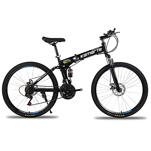 Folding Bike : Fast and comfortable off-road racing bikes Folding mountain bikes Adult mountain bikes Folding bikes Folding size 26-inch wheels 21-speed full-speed dual-suspension dual-disc brakes non-slip white,