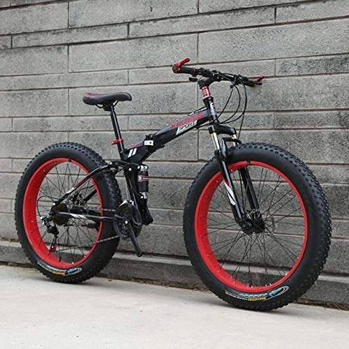 Folding Bike : Fat Tire Bike for For Men Women, Folding Mountain Bike Bicycle, High Carbon Steel Frame, Dual Suspension Frame, Dual Disc Brake For outdoor travel