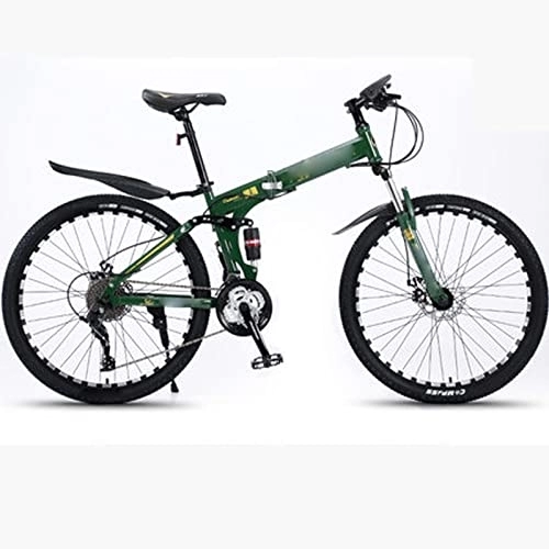 Folding Bike : FAXIOAWA 26inch Mountain Bike Folding Bicycle Aluminum Alloy Students Variable Speed Off-road Shock-absorbing Bicycles (green 30 speed)