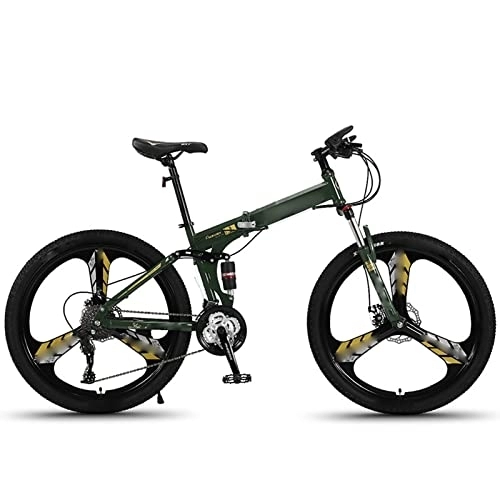 Folding Bike : FAXIOAWA 26inch Mountain Bike Folding Bicycle Students Variable Speed Off-road Shock-absorbing Bicycles (green 30 speed)