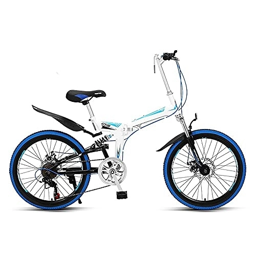 Folding Bike : FAXIOAWA Mountain Bike 22 Inch Folding Bikes with High Carbon Steel Frame Bicycle with 8 Speed Dual Disc Brakes Full Suspension Non-Slip, Mountain Bike Folding Bikes with Disc Brake
