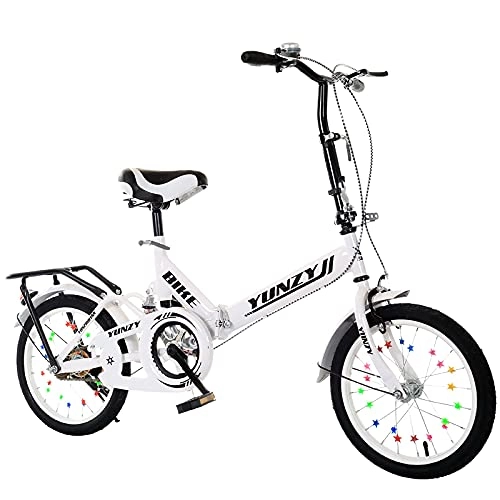 Folding Bike : FBDGNG 16" Lightweight Alloy Folding City Bike Bicycle, Comfortable Mobile Portable Compact Lightweight Great Suspension Folding Bike for Men Women - Students and Urban Commuters