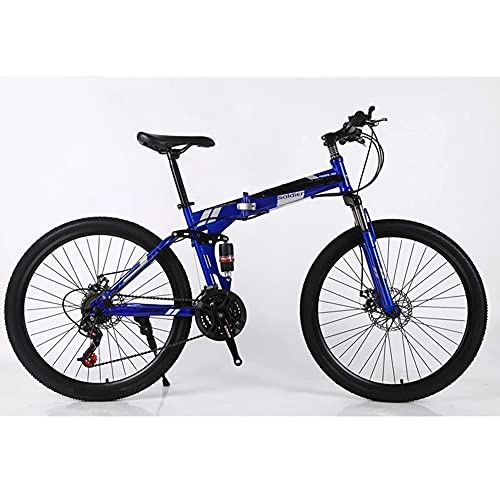 Folding Bike : FBDGNG Folding Bike for Adults, Adult Mountain Bike, High-carbon Steel Frame Dual Full Suspension Dual Disc Brake, Outdoor Bicycle for Daily Use Trip Long Journey