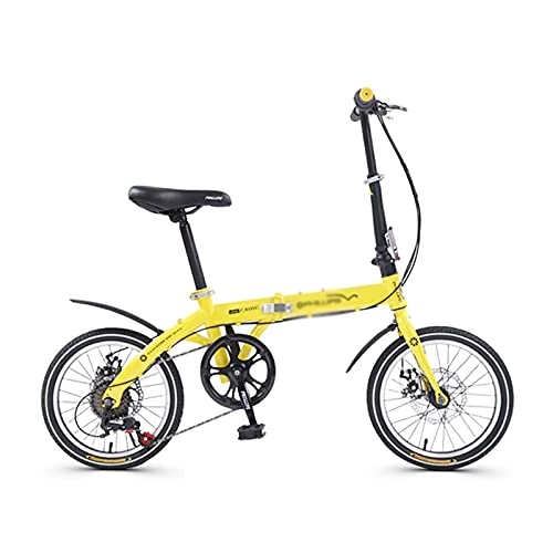 Folding Bike : FCYIXIA Folding Bike 16 Inch Comfort Mobile Portable Compact 6 Speed Foldable Bicycle for Men Women - Students and Urban Commuters (Color : Black) zhengzilu (Color : Yellow)