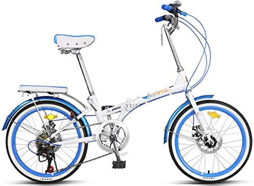 Folding Bike : FEE-ZC Universal Portable 20 Inch Bike 7 Speed Fold Bicycle Lightweight High Carbon Steel Frame For Adult