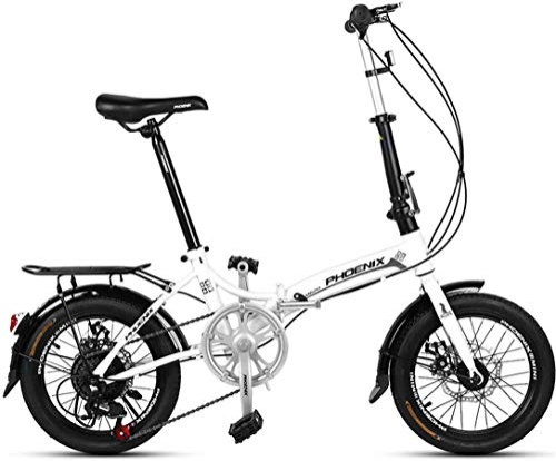 Folding Bike : FEE-ZC Universal Portable City Bike 16 Inch 6-Speed Commuter Bicycle Fold High Carbon Steel Frame For Unisex Adult