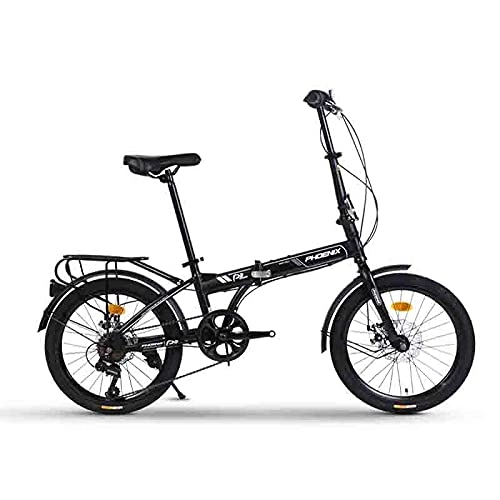Folding Bike : FEIFEImop 120cm Folding Bike, Six-speed Transmission, 20-inch Wheels, Easy To Fold(Color:black)