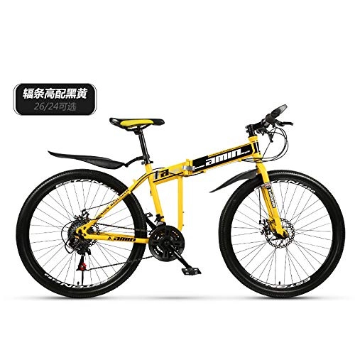 Folding Bike : FEIFEImop Mountain Bike With 24-speed Gearbox, 67-inch Body, Double Shock Absorber, Folding Bike, Double Disc Brake, Leisure Bicycle, Suitable For All People Traveling, Easy To Carry At Home