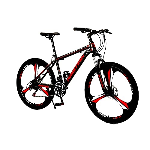 Folding Bike : FEIFEImop Three-wheel Mountain Bike 27-speed Gearbox, 25-inch Wheel Folding Bike, Strong Shock Absorption, Stable Driving, 173cm Long, Suitable For City Travel And Tourism, Red