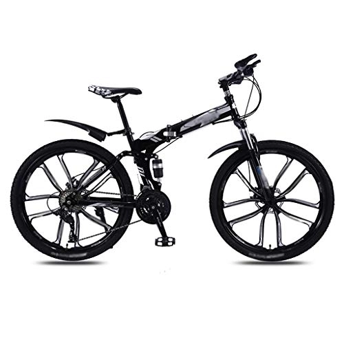 Folding Bike : Ffshop Folding Bikes Folding Mountain Bike Bicycle Men's And Women's Adult Variable Speed Double Shock Absorber Adult Student Ultra-light Portable Off-road Bicycle 26 Inches Damping Bicycle