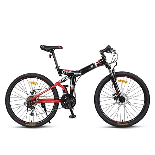 Folding Bike : Ffshop Folding Bikes Mountain Bike Off-road 24 Variable Speed Foldable Soft Tail Bicycle Ultra Light Portable Bicycle Damping Bicycle