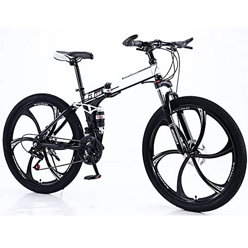 Folding Bike : FGKLU 26 Inch Folding Mountain Bike for Adults Men Women, Full Suspension Bikes, 21 Speed Dual Disc Brake Bicycle