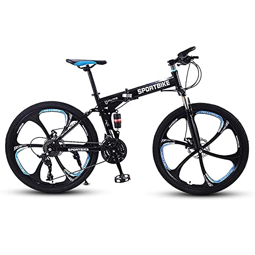 Folding Bike : FGKLU 26 inch Folding Mountain Bikes, Adults MTB Mountain Bike for Men Women, High Carbon Steel Bicycle with Double Disc Brakes and Full Suspension 21 / 24 / 27 Speed, 27 speed