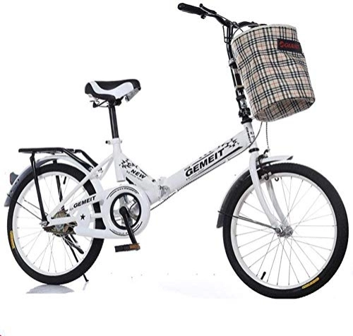 Folding Bike : FHKBB 16 Inch 20 Inch Folding Bicycle - Adult Women's Folding Bicycle - Folding Bicycle To Work To Go To School, Yellow, 20inches (Color : White, Size : 20inches)