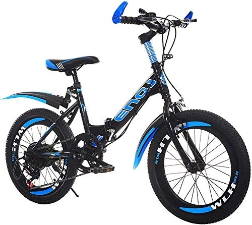 Folding Bike : FHKBB 18 / 20 / 22 Inch Folding Speed Bicycle - Folding Bicycle Speed Folding Bicycle Adult Learning Boys And Girls Mountain Bike Single Speed Car Speed Car, Red, 22inches (Color : Blue, Size : 22inches)