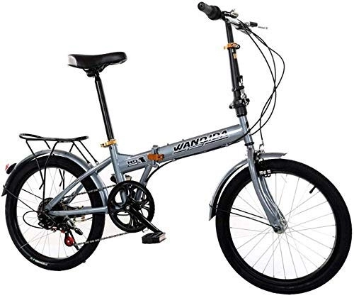 Folding Bike : FHKBB 20-Inch Folding Bicycle Shifting-Folding Variable Speed Bicycle Men And Women-Style Bicycle Ultra-Light Portable Folding Leisure Bicycle-Adult Folding Bicycle, White (Color : Gray)