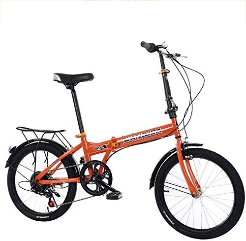 Folding Bike : FHKBB 20-Inch Folding Bicycle Shifting-Folding Variable Speed Bicycle Men And Women-Style Bicycle Ultra-Light Portable Folding Leisure Bicycle-Adult Folding Bicycle, White (Color : Orange)