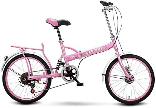 Folding Bike : FHKBB Foldable Men And Women Folding Bike-16 Inch Adult Men And Women Portable Commuter Shift Bicycle Gift Car Activity Car, Blue (Color : Pink)