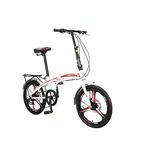 Folding Bike : FLBT Bike 20 in Foldable Bicycle Light and Portable Adult Men and Women Small Bicycles Level 7 Variable Speed High Carbon Steel Folding Frame Magnesium Aluminum Alloy Three-Integrated Wheel Folding / Wh