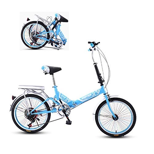 Folding Bike : FLBTY 20 Inch Folding Speed Mountain Bike, Folding bicycle, shock-absorbing and ultra-light, portable small men and women leisure travel bicycle