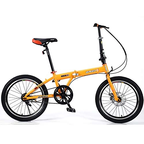 Folding Bike : FLYFO Folding Bike, Adult Student 18 / 20 Inch, Lightweight Adult Bikes for Men And Women, Ultra Light Portable Single Speed Bicycle, Yellow, 18 inches