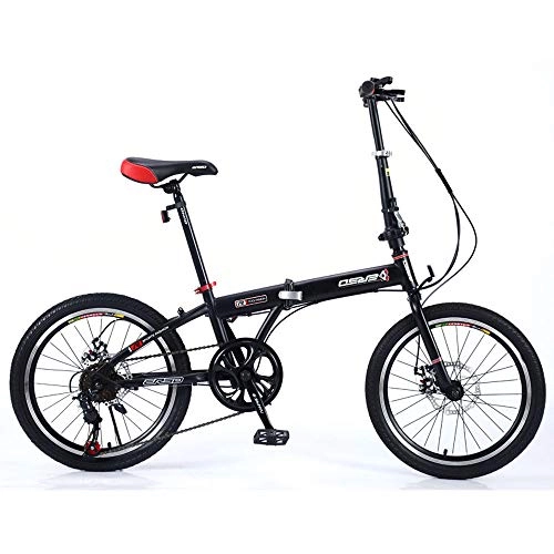 Folding Bike : FLYFO Folding Bikes, Adult Student 18 / 20 Inch, Lightweight Adult Bike for Men And Women, Ultra-Light Portable Variable Speed Bicycle, Black, 18 inches