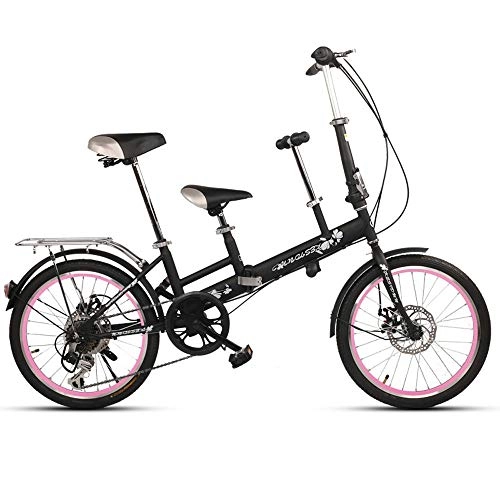 Folding Bike : FLYFO Parent-Child Bikes, 20-Inch Double Mother And Child Stroller with Children's Variable-Speed Disc Brake Bike, Folding Women's Bicycle, 1