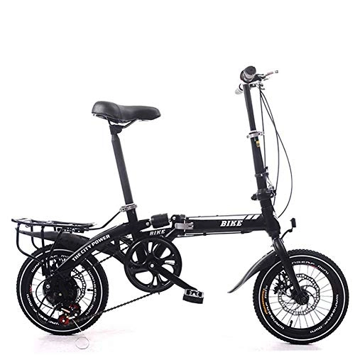 Folding Bike : FMOPQ Adults Folding Bicycles Foldable Bikes Variable Speed Student Small Wheel Gift 16Inch Bike Bicycle with Disc Brake and Shock Absorption