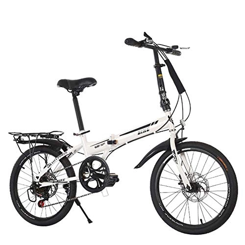Folding Bike : FMOPQ City Bike Unisex Adults Folding Mini Bicycles Lightweight Compatible with Men Women Teens Classic Commuter with Adjustable Handlebar Seat 6 Speed 20 Inch Wheels