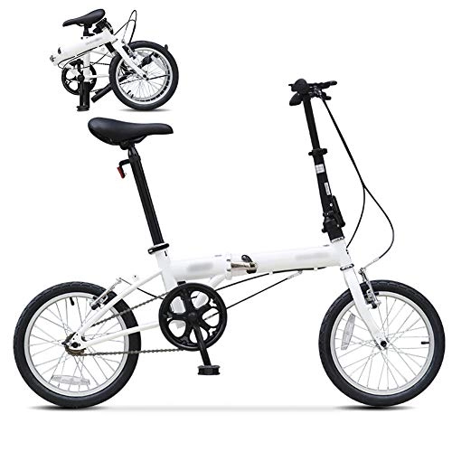 Folding Bike : Foldable Bicycle 16 Inch, Folding Mountain Bike, Unisex Lightweight Commuter Bike, MTB Bicycle WM-LIHGT / White