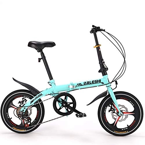 Folding Bike : Foldable Bicycle 16 Inch Variable Speed Double Disc Brake Sealed Shaft Bicycle Child Adult Men And Women Student Light And Portable Mini One Wheel Maximum Load 200kg