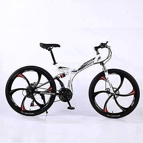Folding Bike : Foldable bicycle 26 inch 21 / 24 / 27 speed adult student bicycle road cross country mountain soft tail folding bicycle, double disc brake bicycle-D_6 impeller hub