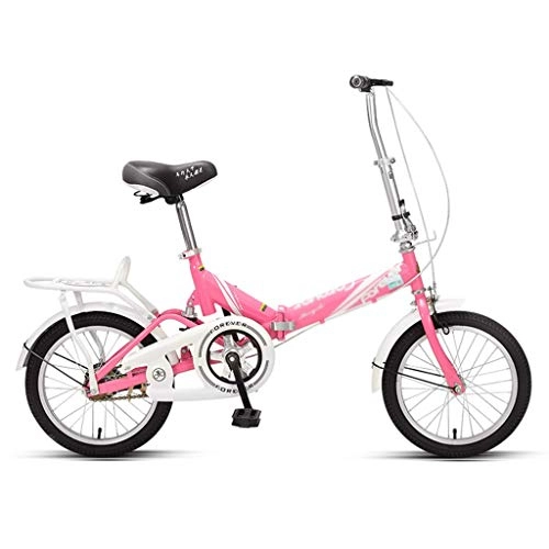 Folding Bike : Foldable Bicycle Adult Ultralight Portable Bike 20 Inch Mini Student Bicycles 16 Inch Bikes (Color : Pink, Size : 16inches)