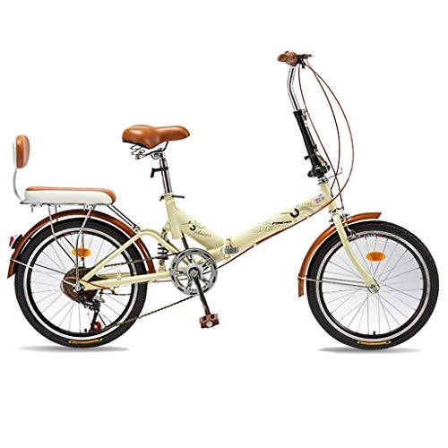 Folding Bike : foldable bicycle Folding Bike, 20-inch Wheels，Transmission 6 Speed，Shock-Absorbing Bicycle for Male and Female Adult Lady Bike bikes (Size : Without backrest)