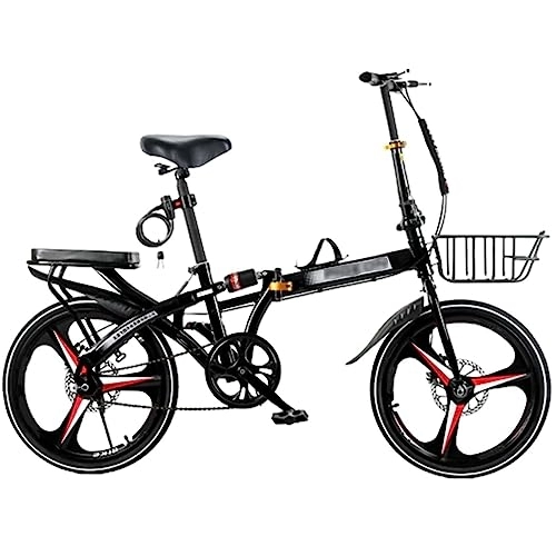 Folding Bike : Foldable Bicycle, Folding Mountain Bike, High-Carbon Steel Folding Bike Suspension Bicycle, with Dual Disc Brake Easy Folding City Bicycle, for Men Women Teenager (A 16in)