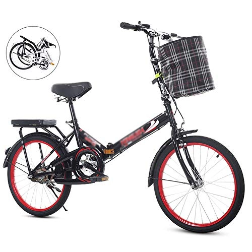 Folding Bike : Foldable Bicycle Lightweight Aluminum Frame Damping Bike for Men And Women Student, Black, 20 inch