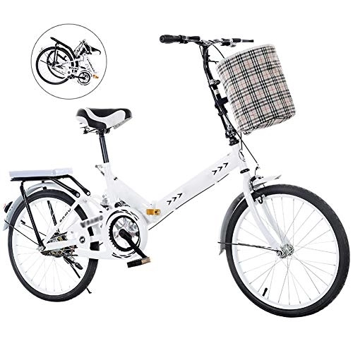 Folding Bike : Foldable Bicycle Lightweight Aluminum Frame Damping Bike for Men And Women Student, White, 16 inch