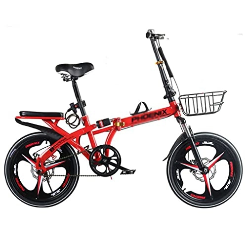 Folding Bike : Foldable Bicycle Mini Folding Bicycle 20 Inch Single Speed Men Women Adult Students Children Outdoor Sport Bike(Color:red)