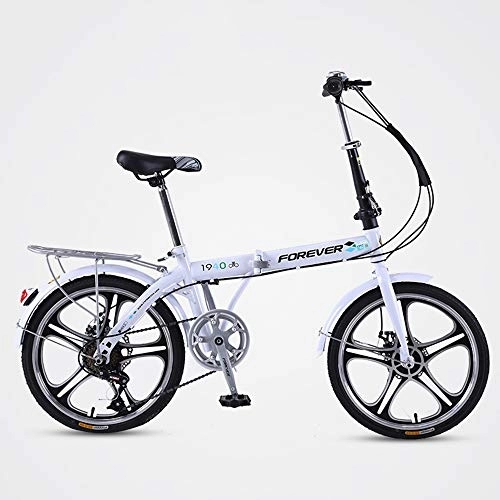 Folding Bike : Foldable Bicycle Ultra-light And Portable Variable Speed Mini Bicycle High-carbon Steel 7 Speed 20 Inches Men And Women City Commuter Car 10 Seconds Quick Fold Five Knife One Wheel Double Disc Brake