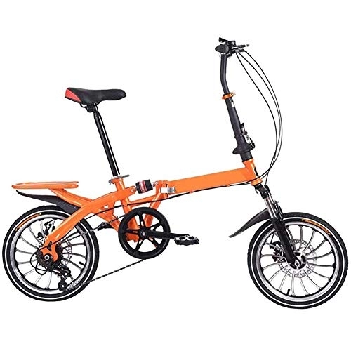 Folding Bike : Foldable Bicycle, Variable Speed Small Portable Ultra Light Double Disc Brake Lightweight And Aluminum Folding Bike with Pedals Adult Student Children, Orange