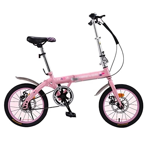 Folding Bike : Foldable Bicycles Student Bike Boy’s Bike, 16-inch Folding Bicycle Lightweight Bicycle A Gift For Children (Color : Pink, Size : 16 inches)