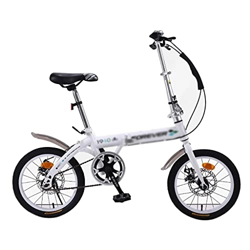 Folding Bike : Foldable Bicycles Student Bike Boy’s Bike, 16-inch Folding Bicycle Lightweight Bicycle A Gift For Children (Color : White, Size : 16 inches)