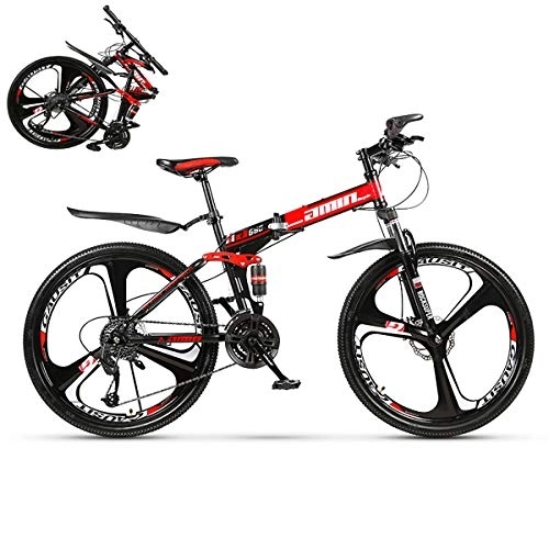 Folding Bike : Foldable Bike, Adult Folding Mountain Bicycle, Folding Outroad Bicycles, Streamline Frame Folded Within 15 Seconds, for 24 * 26in 21 * 24 * 27 * 30 Speed Men Women Outdoor Bicycle