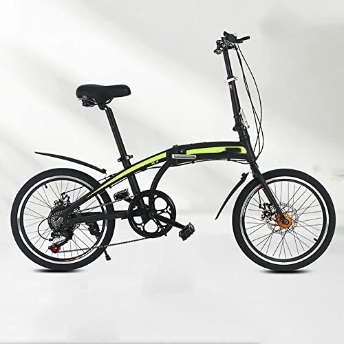 Folding Bike : Foldable Bike, Aluminum alloy lightweight portable 20-inch folding one-wheel bicycle disc brake adult variable speed bicycle for Men Women - Students and Urban Commuters Black